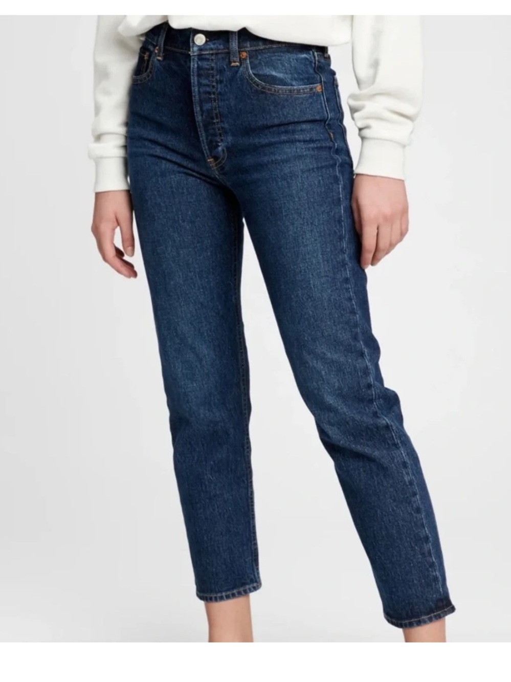GAP Dark Blue Cheeky Straight High-Rise Ankle Jeans